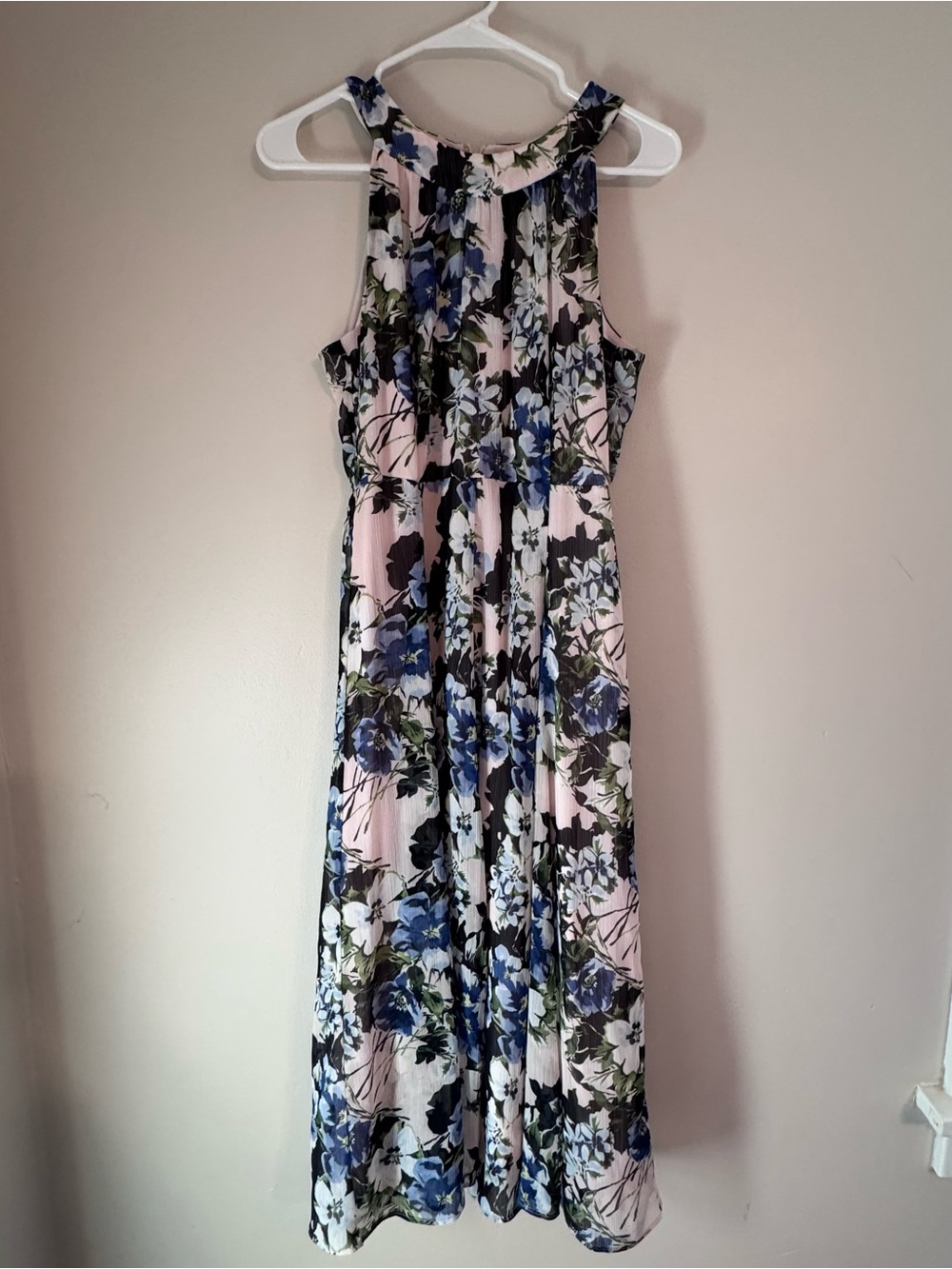 Tommy Hilfiger Floral Halter Maxi Dress - Blue & Pink - Size 6